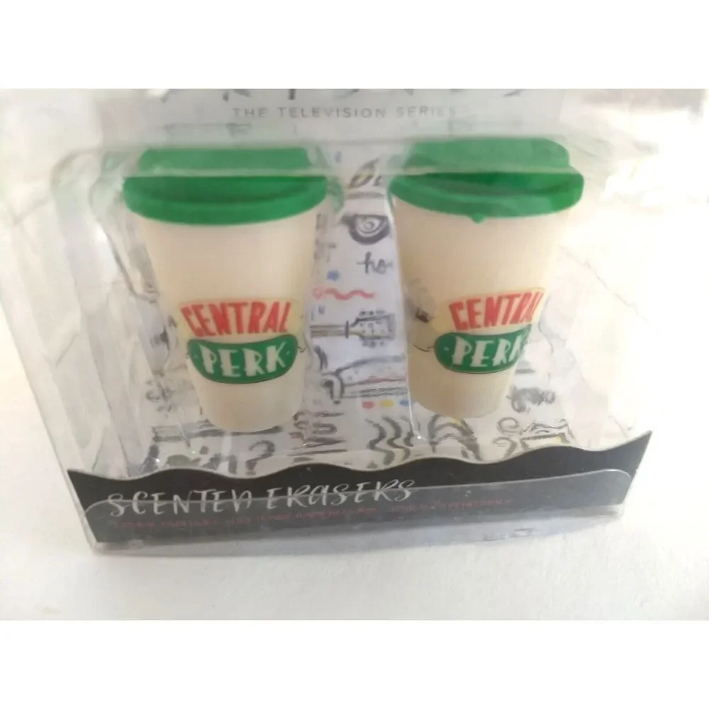 Friends Central Perk Erasers Coffee Scented Green &‎ White Cup Set of 2 NEW